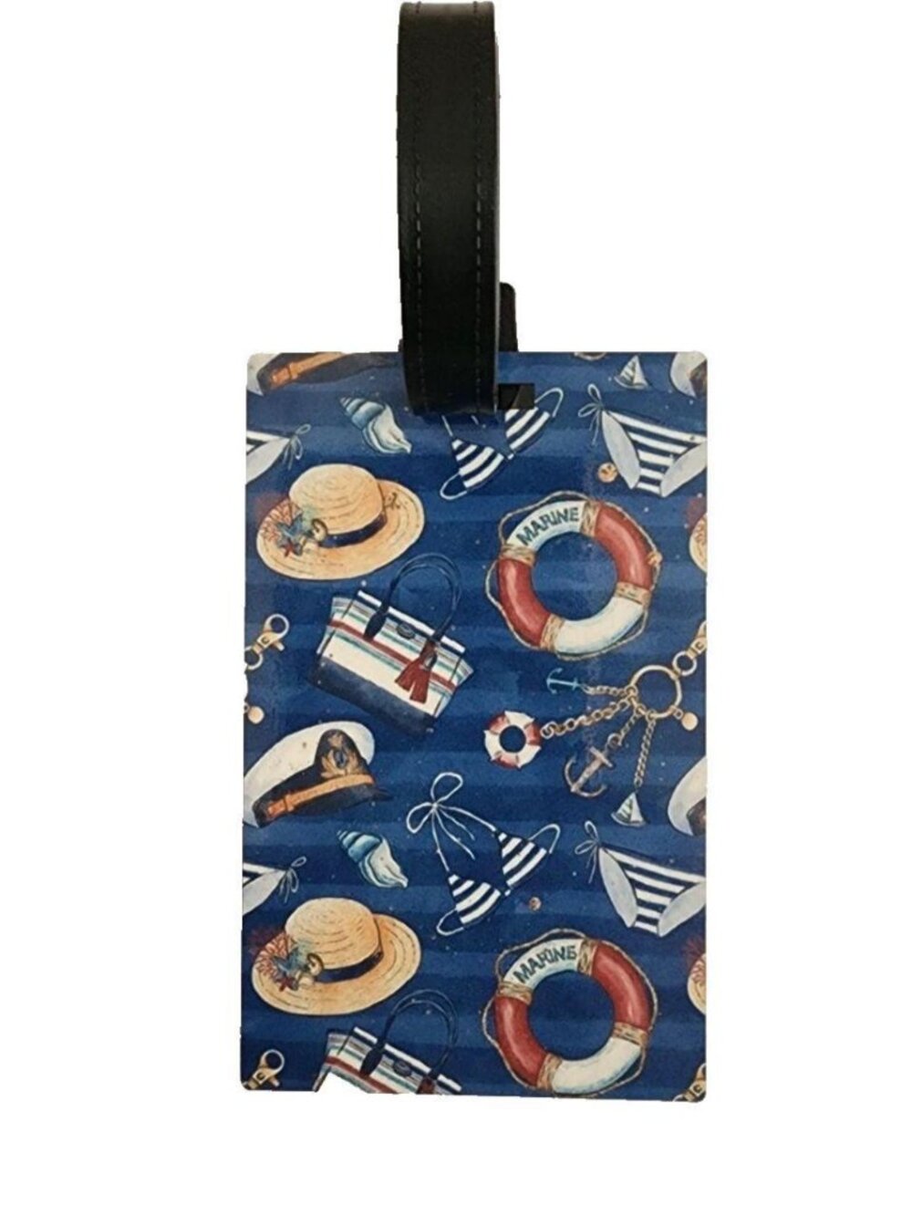 Nautical Print Luggage Tag, Bag Label, Travel Identifier, Vacation Luggage Tag
